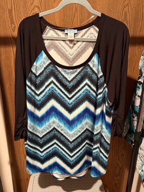Double Click 3X Blue Black Animal Print Tunic